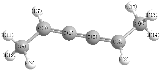 picture of (E)-hexa-2,3,4-triene state 1 conformation 1
