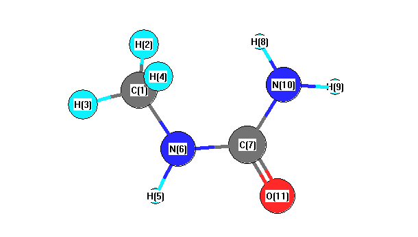 picture of Urea, methyl- state 1 conformation 1