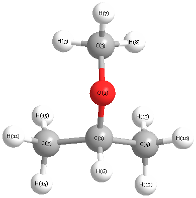 picture of Propane, 2-methoxy- state 1 conformation 1