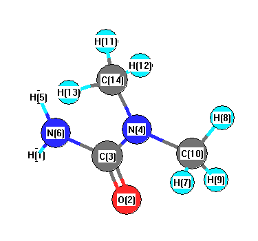 picture of Urea, N,N-dimethyl- state 1 conformation 1
