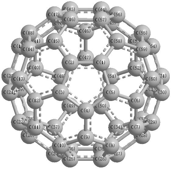 picture of Buckminsterfullerene state 1 conformation 1