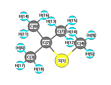 picture of Propane, 2-methyl-2-(methylthio)- state 1 conformation 1