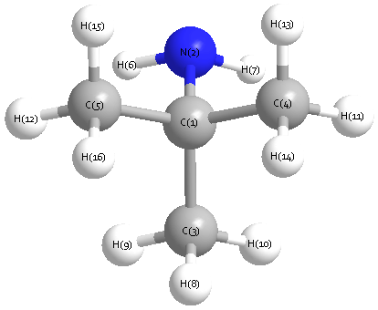 picture of 2-Propanamine, 2-methyl- state 1 conformation 1