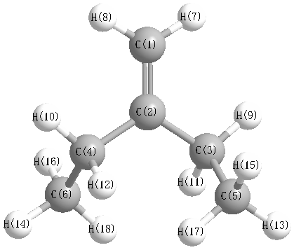 picture of 3-methylenepentane state 1 conformation 1