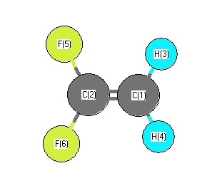 picture of Ethene, 1,1-difluoro- state 1 conformation 1