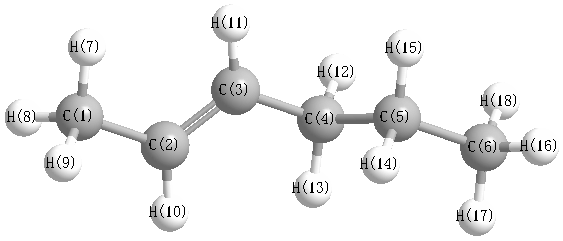 picture of (E)-2-Hexene state 1 conformation 2