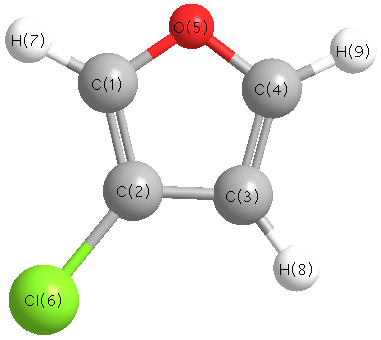 picture of Furan,3-chloro state 1 conformation 1
