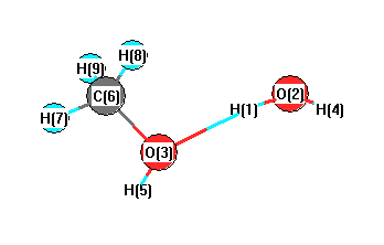 picture of water methanol dimer state 1 conformation 1