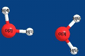 picture of water dimer state 1 conformation 1