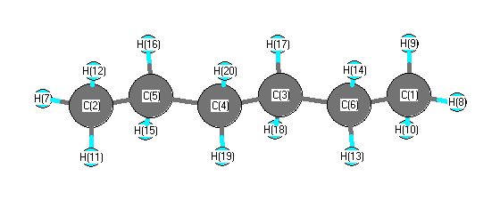 picture of Hexane state 1 conformation 1