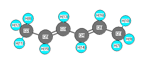 picture of 2,4-Hexadiene, (E,E)- state 1 conformation 1