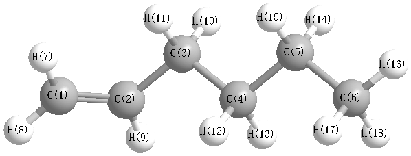 picture of hex-1-ene state 1 conformation 1