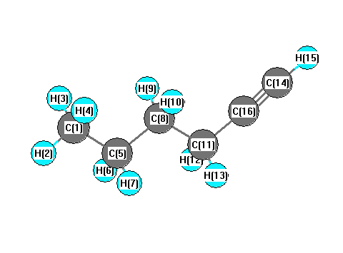 picture of 1-Hexyne state 1 conformation 1