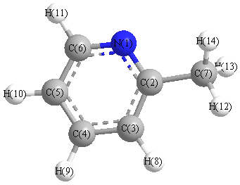 picture of 2-Methylpyridine state 1 conformation 1