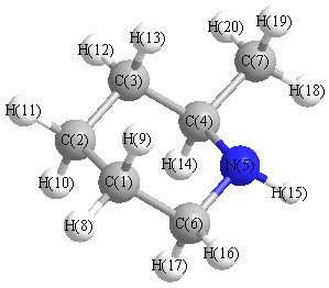 picture of 2-Methylpiperidine state 1 conformation 1