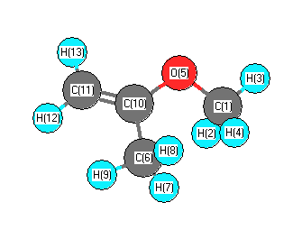 picture of 1-Propene, 2-methoxy- state 1 conformation 1