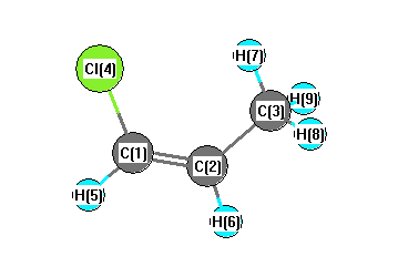 picture of 1-chloro-1-propene(Z) state 1 conformation 1