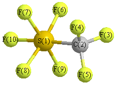 picture of Sulfur, pentafluoro(trifluoromethyl)- state 1 conformation 1