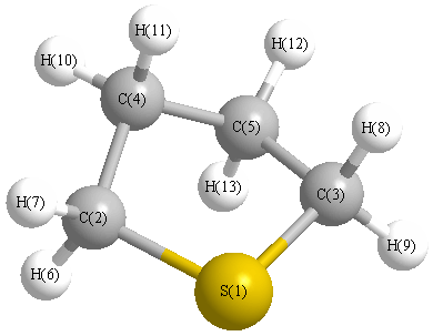 picture of Thiophene, tetrahydro- state 1 conformation 1